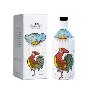 Keramikflasche mit dem Motiv „Der Hahn“